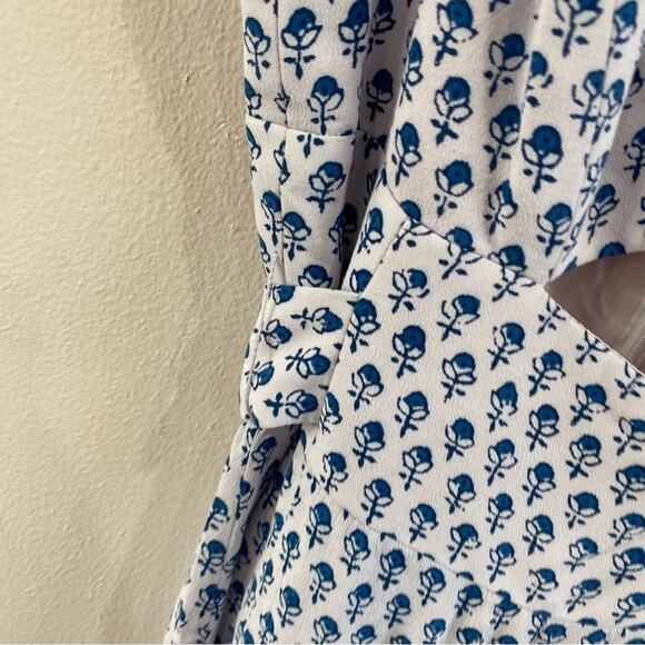 Rebecca Taylor Cutout Tulip Floral Sleeveless Wide-Leg Jumpsuit Navy Sz 0 - Picture 4 of 9